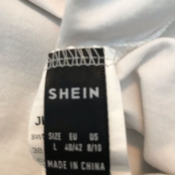 Shein Lettuce Edge Ruched Long Sleeve Baby Tee Crop Top White Large - Picture 3 of 12